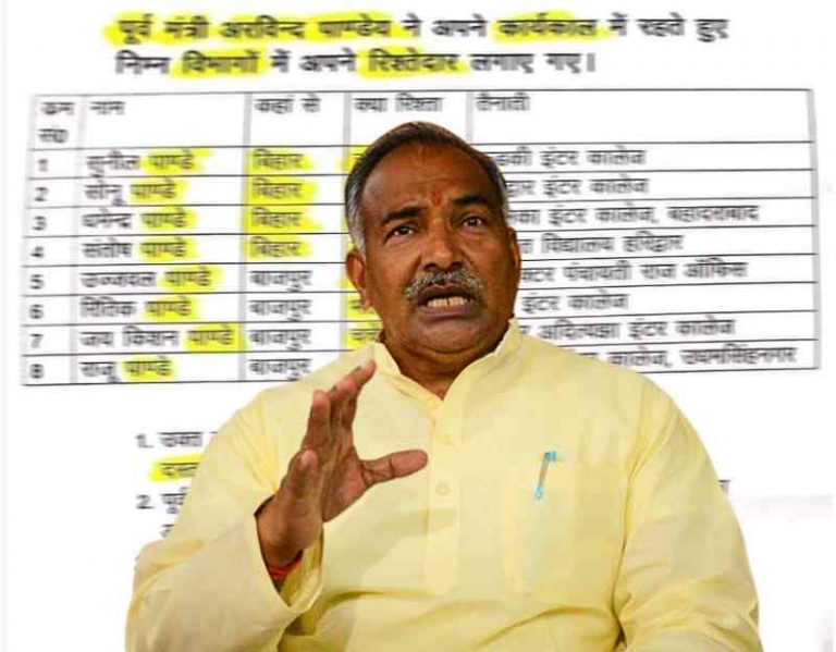 प्रदेश के पूर्व शिक्षा मंत्री पर लगा अपने रिश्तेदारों को नौकरी देने का आरोप